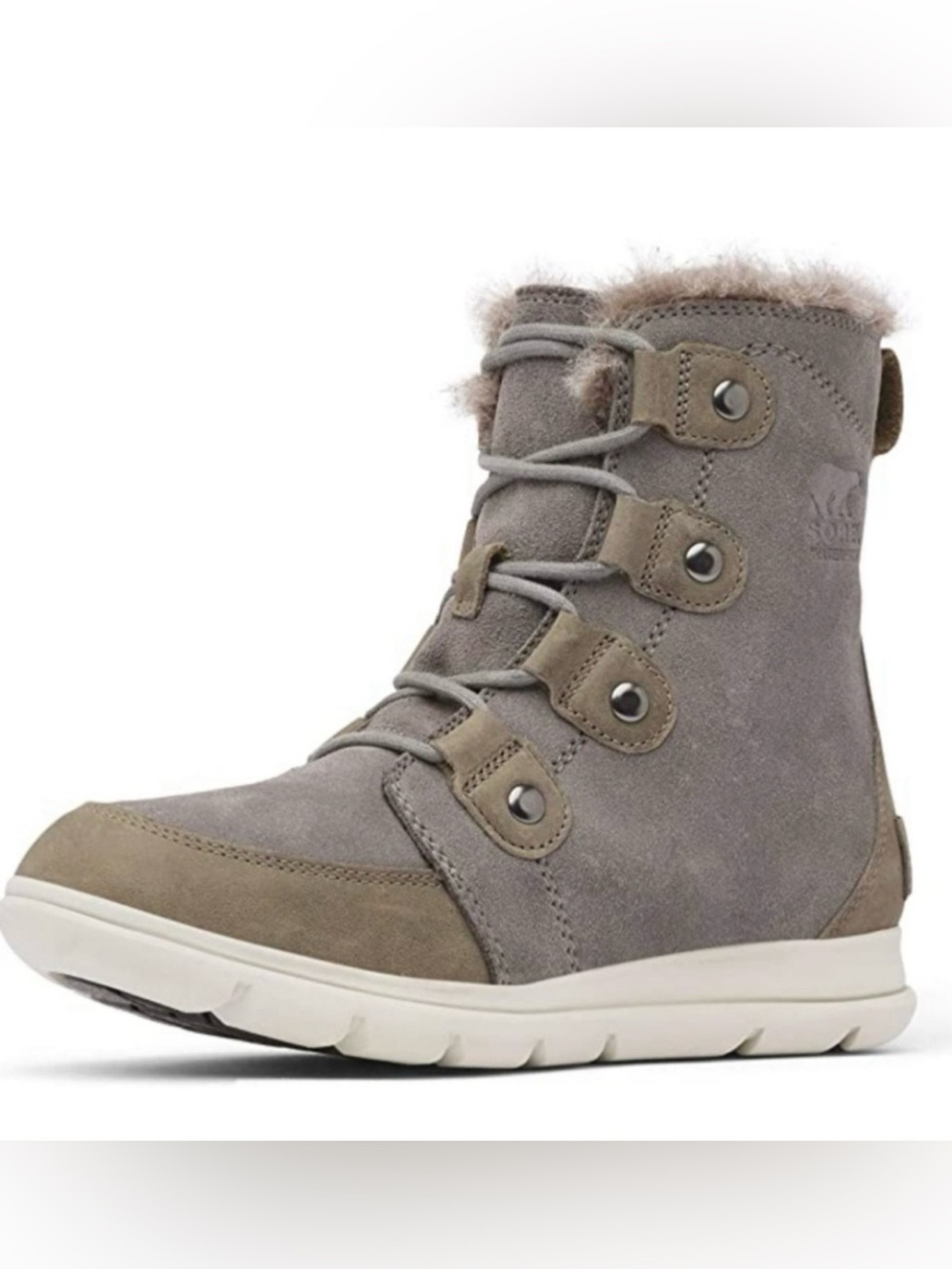 Sorel Sorel Explorer Joan waterproof boots with Faux Fur - Color: Quarry gray